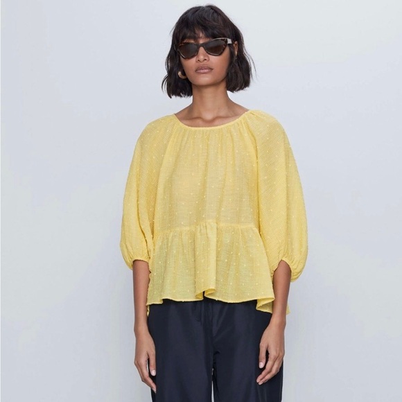 Zara Swiss Dot Blouse - Picture 5 of 12